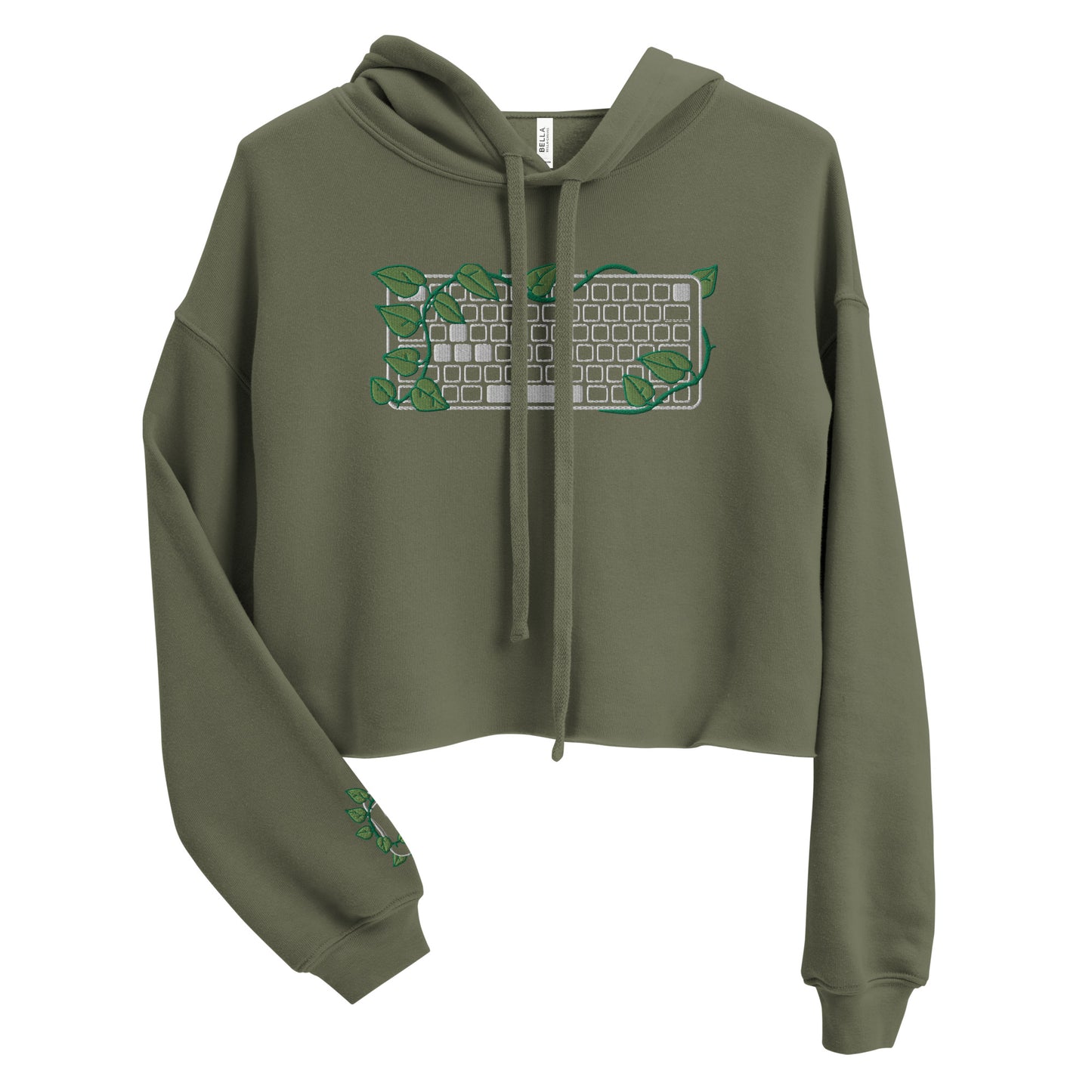 PC Gamer Leaf Embroidered Cropped Hoodie