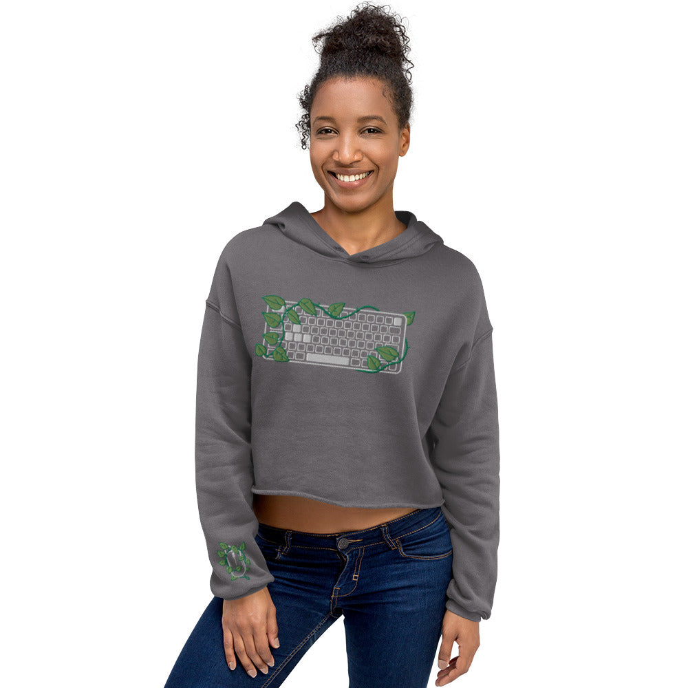 PC Gamer Leaf Embroidered Cropped Hoodie