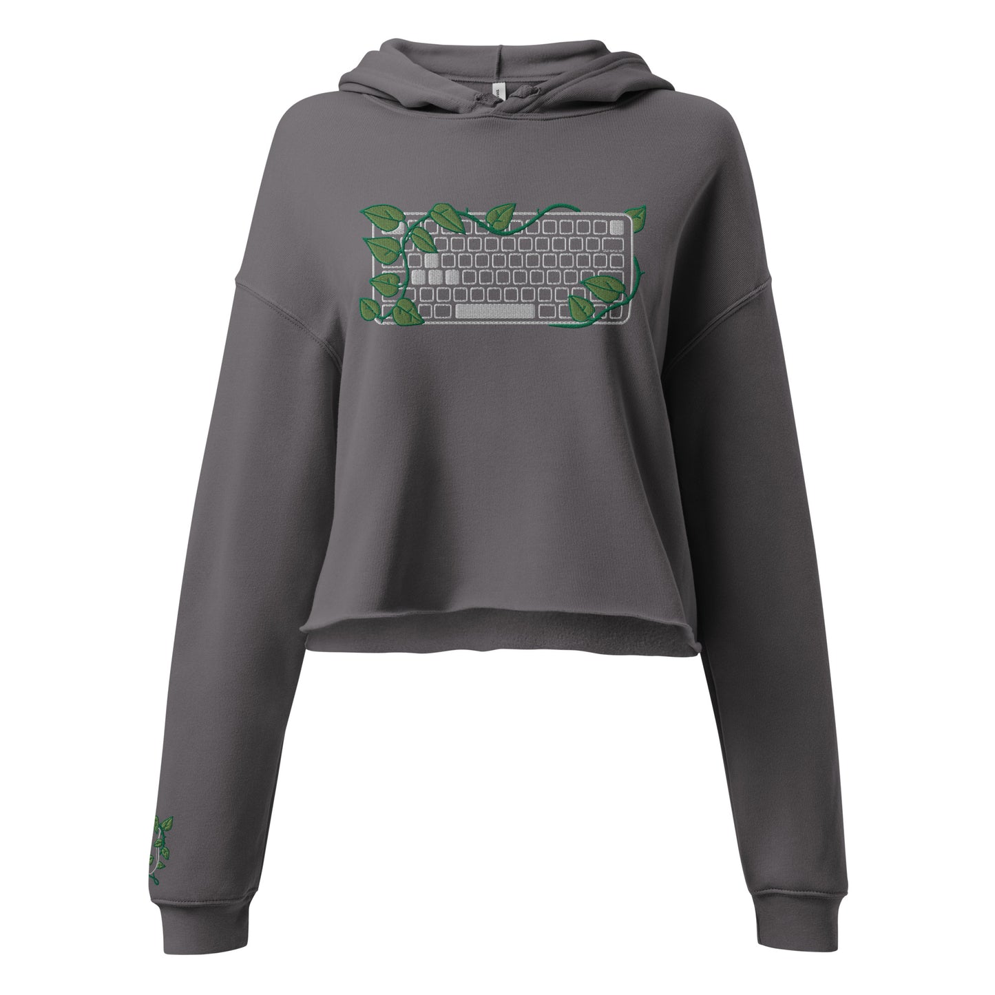 PC Gamer Leaf Embroidered Cropped Hoodie