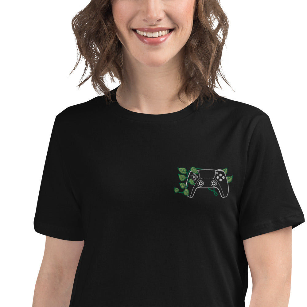 PS5 Leaf Embroidered Women's T-Shirt