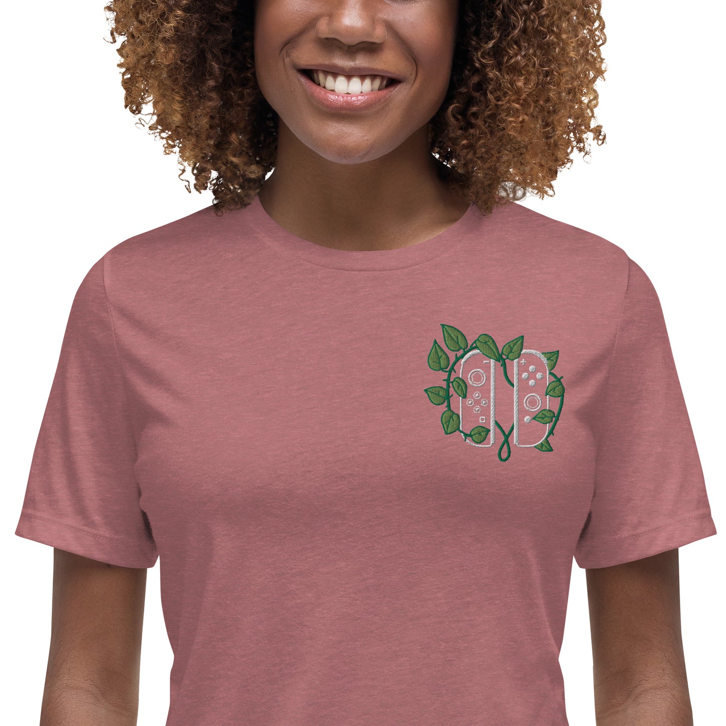 Joy Con Leaf Embroidered Women's T-Shirt