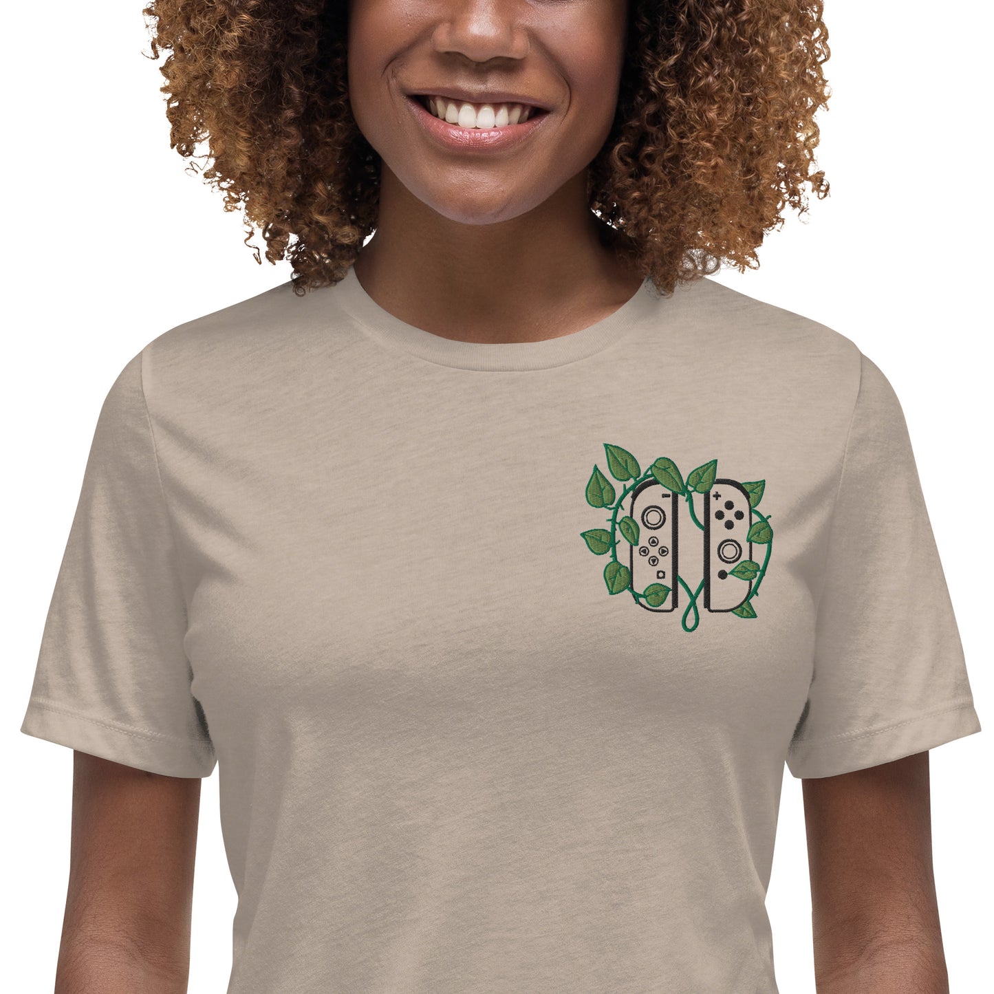 Joy Con Leaf Embroidered Women's T-Shirt