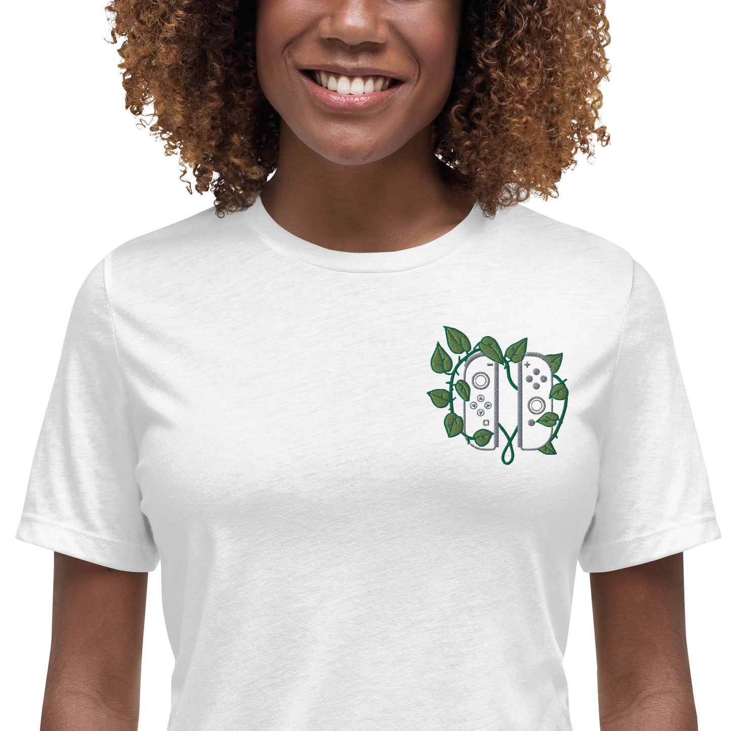 Joy Con Leaf Embroidered Women's T-Shirt