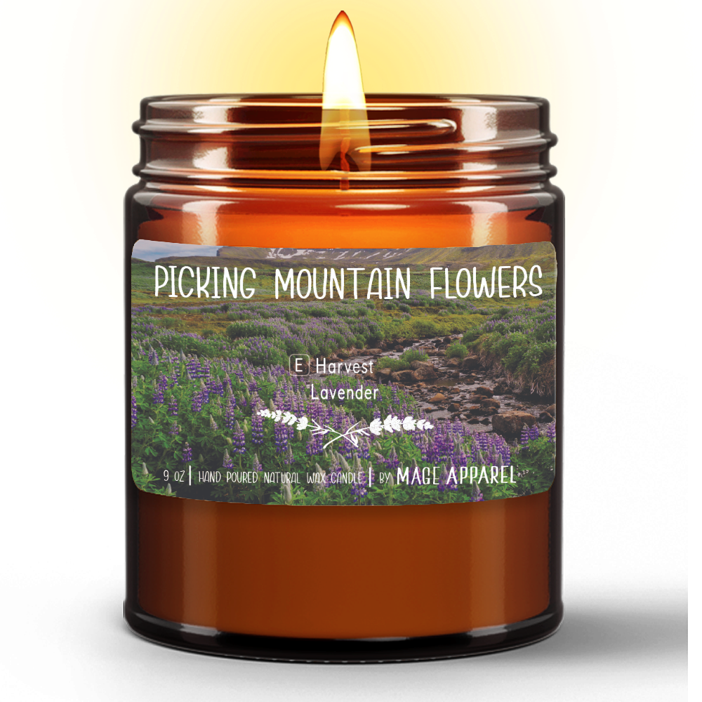 Picking Mountain Flowers | Natural Wax Candle in Amber Jar (9oz)