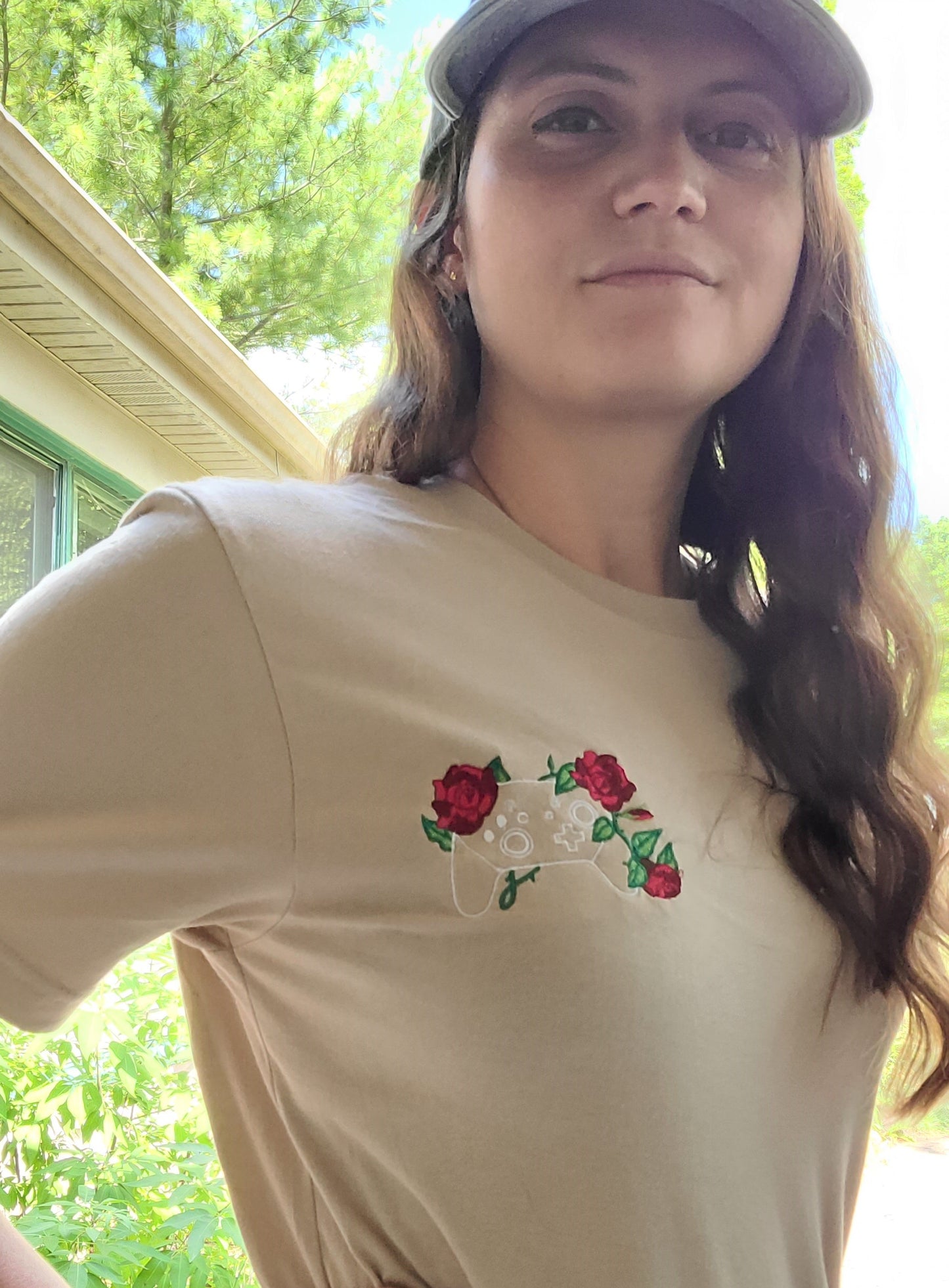 Floral Controller Embroidered Tee