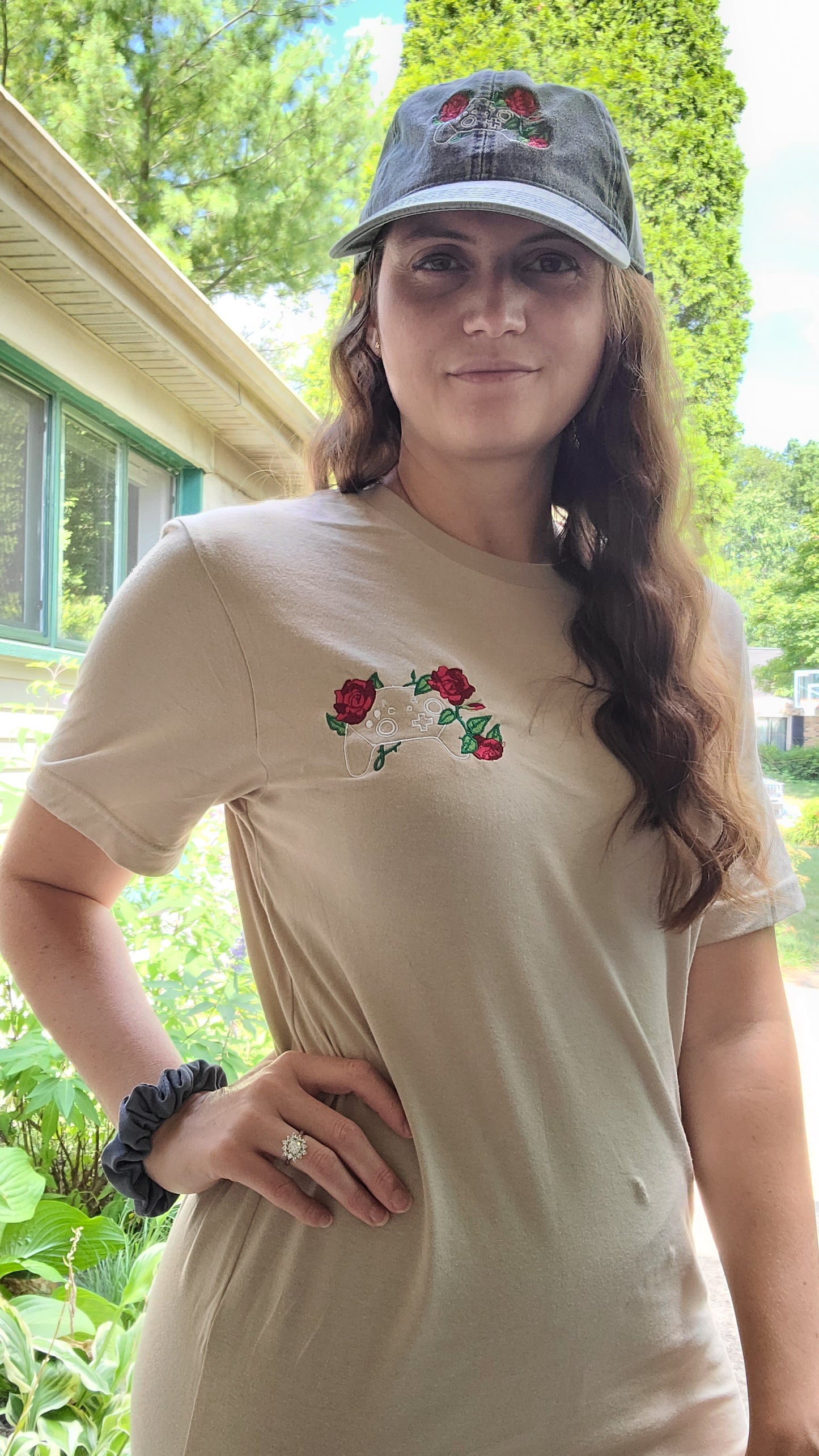 Floral Controller Embroidered Tee