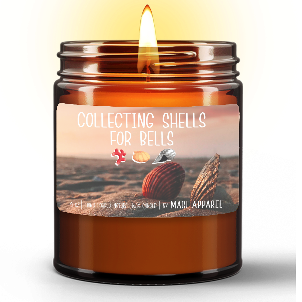 Collecting Shells for Bells | Natural Wax Candle in Amber Jar (9oz)