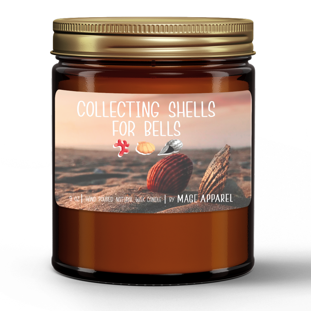 Collecting Shells for Bells | Natural Wax Candle in Amber Jar (9oz)