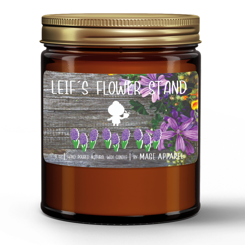 Leif's Flower Stand | Natural Wax Candle in Amber Jar (9oz)