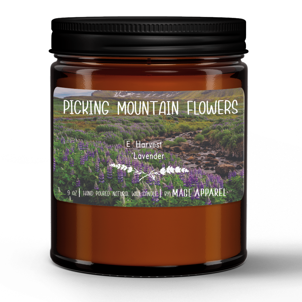 Picking Mountain Flowers | Natural Wax Candle in Amber Jar (9oz)