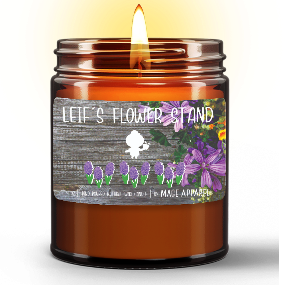 Leif's Flower Stand | Natural Wax Candle in Amber Jar (9oz)